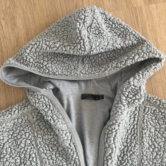 ** Prana half zip hoodie Sherpa gray hooded sweater 1X - Picture 7 of 10